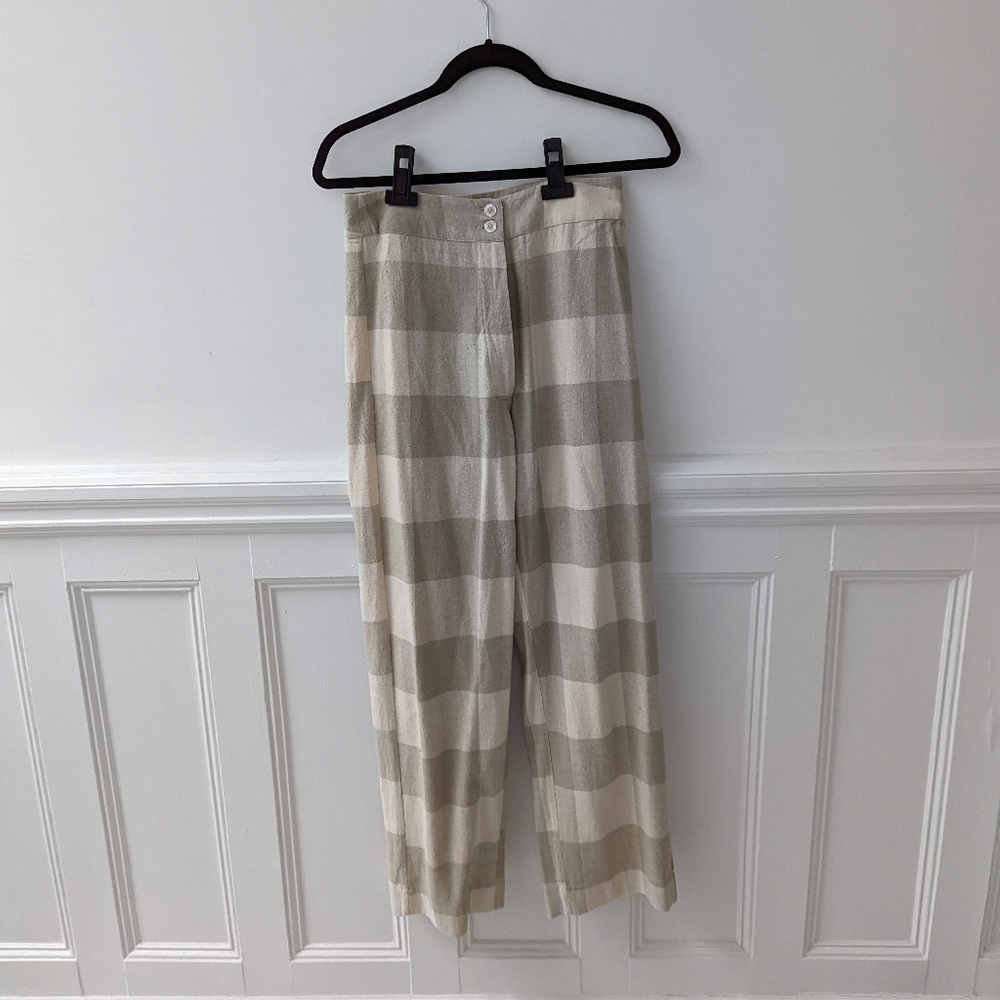 Ali Golden Silk Fly Front Plaid Pants